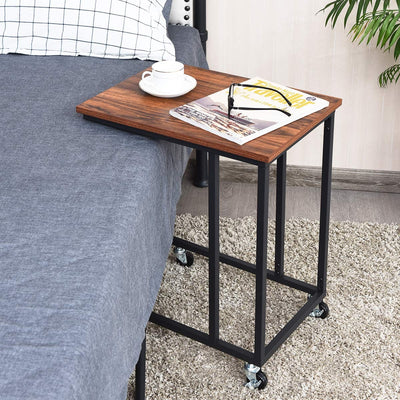 Steel Frame End Table Laptop Holder with Lockable Casters