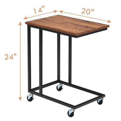 Steel Frame End Table Laptop Holder with Lockable Casters