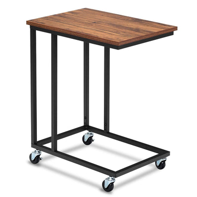 Steel Frame End Table Laptop Holder with Lockable Casters