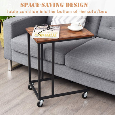 Steel Frame End Table Laptop Holder with Lockable Casters