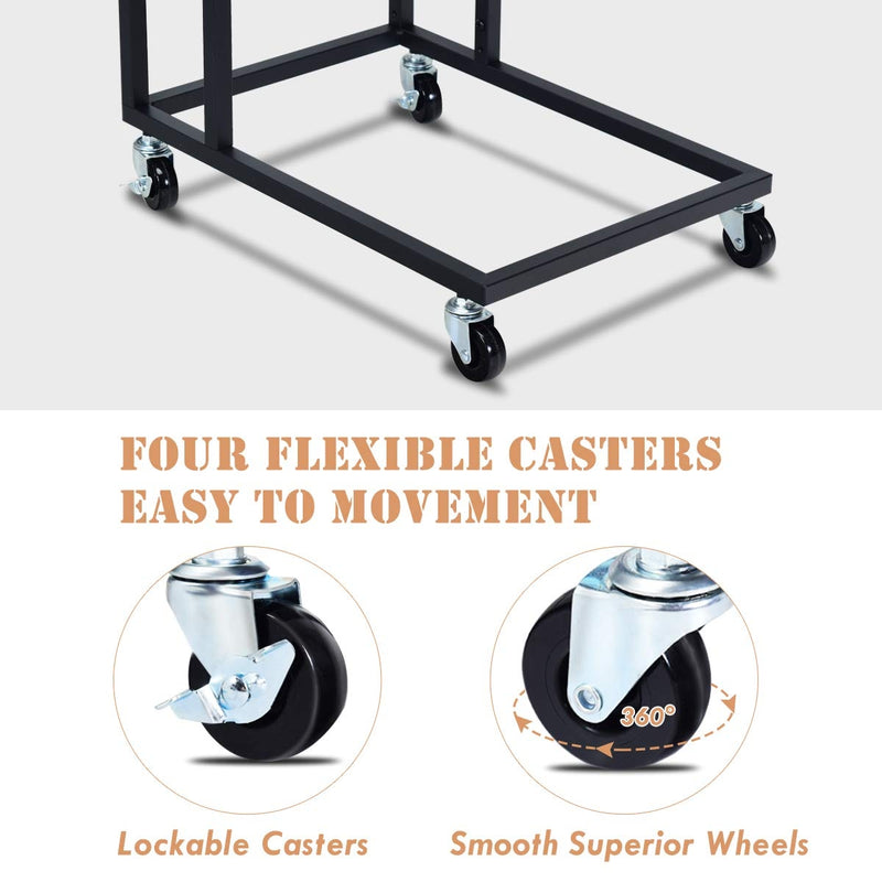 Steel Frame End Table Laptop Holder with Lockable Casters