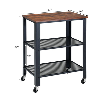 3-Tier Kitchen Utility Cart with Rolling Casters