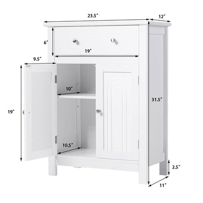 Freestanding Vertical Nightstand Bedside Table Storage Cabinet