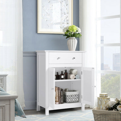 Freestanding Vertical Nightstand Bedside Table Storage Cabinet