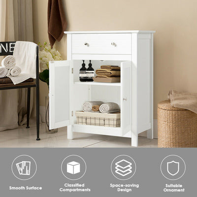 Freestanding Vertical Nightstand Bedside Table Storage Cabinet