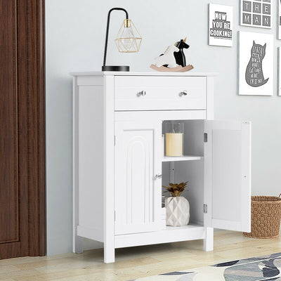 Freestanding Vertical Nightstand Bedside Table Storage Cabinet