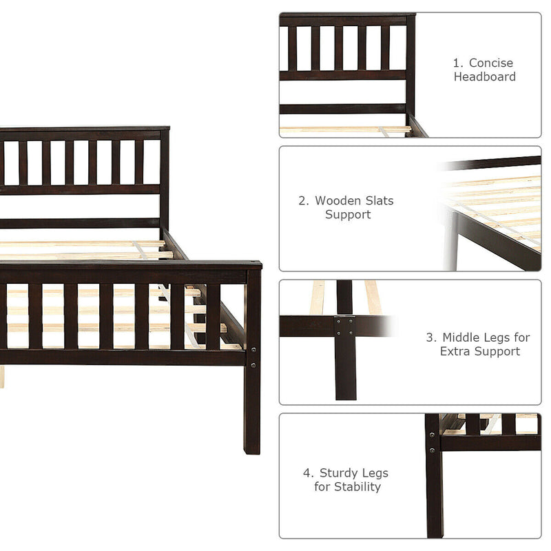 Wood Bed Frame Support Platform with Headboard and Footboard