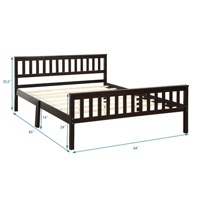 Wood Bed Frame Support Platform with Headboard and Footboard