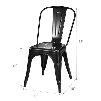 4 Pcs Modern Bar Stools with Removable Back and Rubber Feet