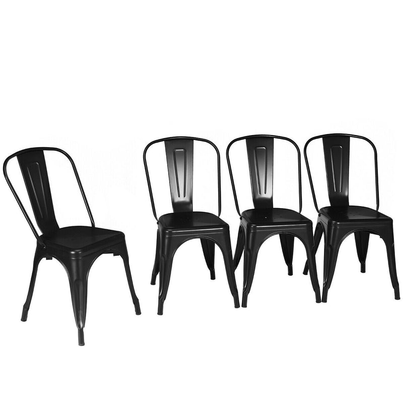 4 Pcs Modern Bar Stools with Removable Back and Rubber Feet