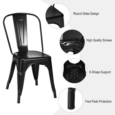 4 Pcs Modern Bar Stools with Removable Back and Rubber Feet