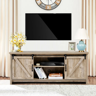 58" L x 15.5" W x 23.5" H TV Stand with Cabinets and Sliding Doors