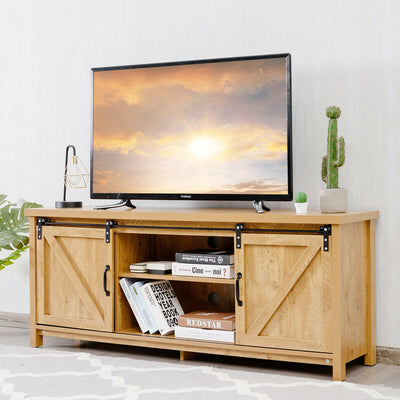 58" L x 15.5" W x 23.5" H TV Stand with Cabinets and Sliding Doors