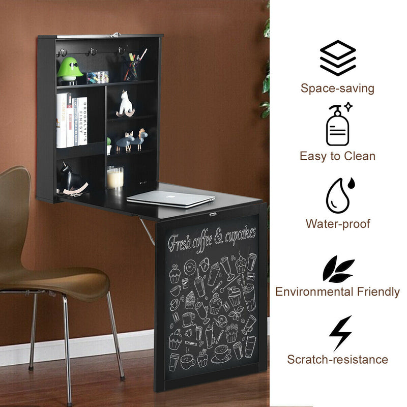 Convertible Wall Mounted Table with A Chalkboard