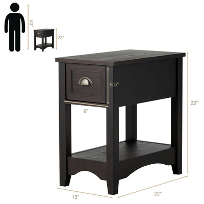 2-Tier Contemporary Chair Side End Table Wooden Nightstand