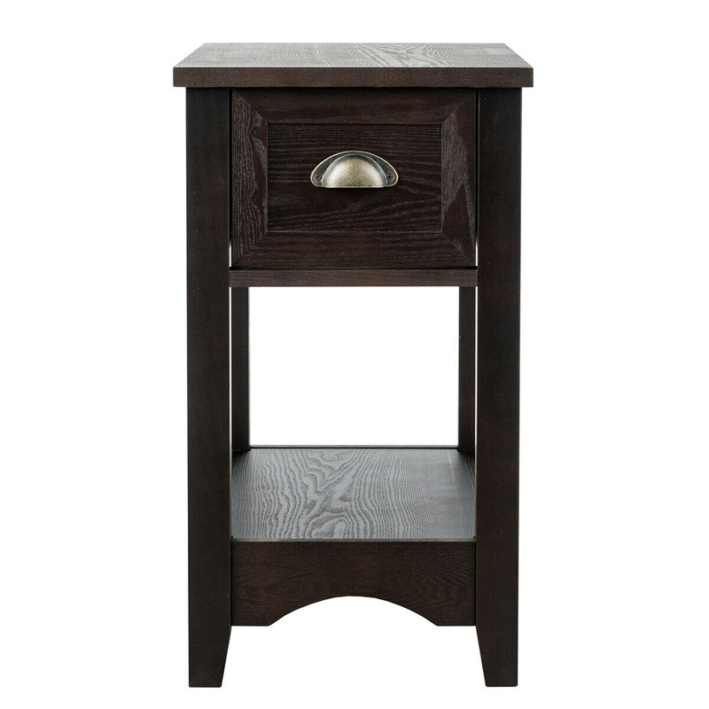 2-Tier Contemporary Chair Side End Table Wooden Nightstand