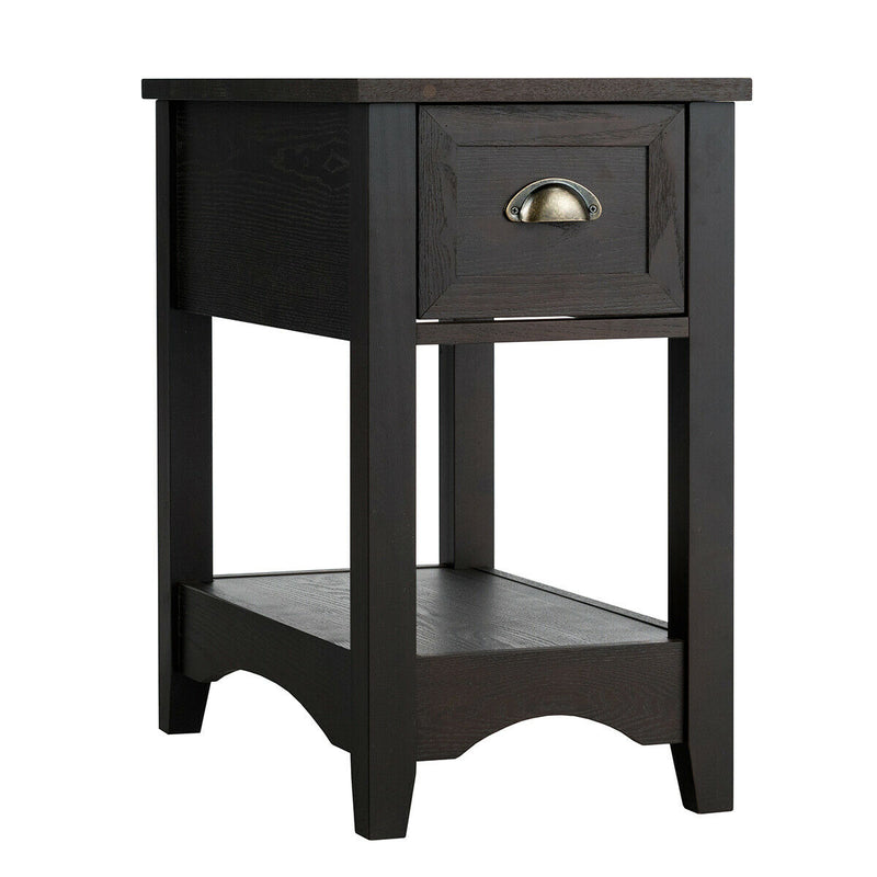 2-Tier Contemporary Chair Side End Table Wooden Nightstand