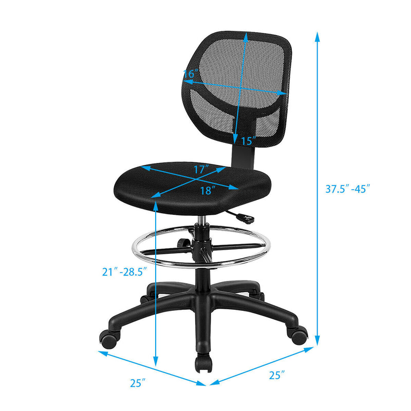 Mesh Drafting Office Chair with Adjustable Footrest and Height