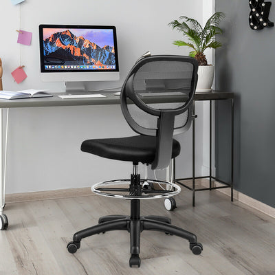 Mesh Drafting Office Chair with Adjustable Footrest and Height