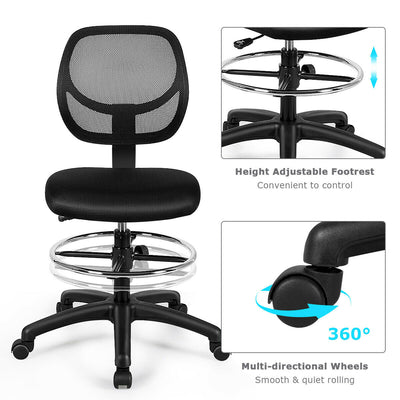 Mesh Drafting Office Chair with Adjustable Footrest and Height