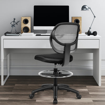 Mesh Drafting Office Chair with Adjustable Footrest and Height