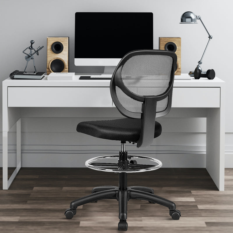 Mesh Drafting Office Chair with Adjustable Footrest and Height