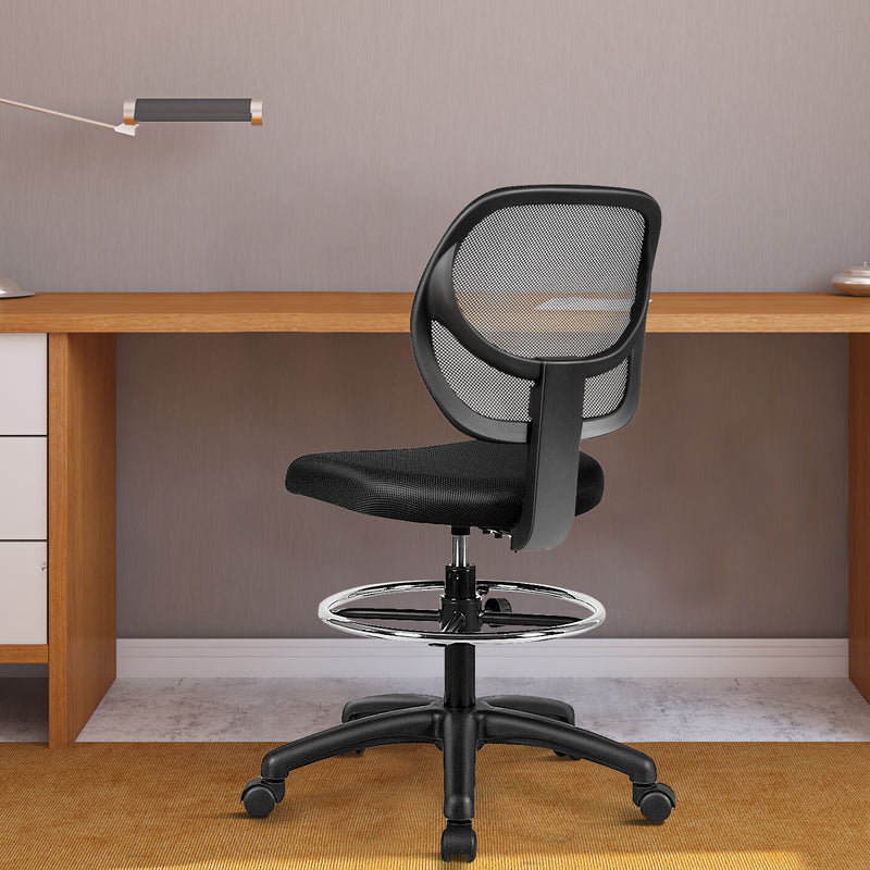 Mesh Drafting Office Chair with Adjustable Footrest and Height