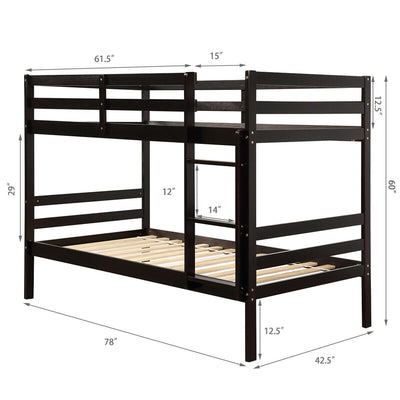 Hardwood Children Bunk Beds with Bed Ladder