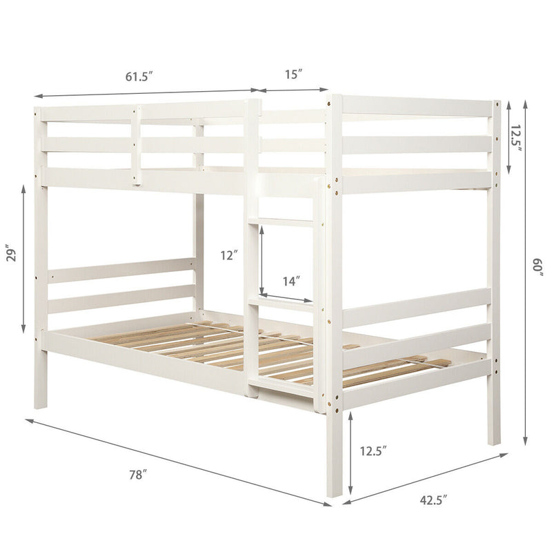 Hardwood Children Bunk Beds with Bed Ladder