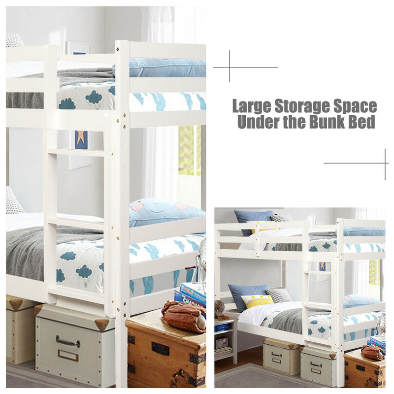 Hardwood Children Bunk Beds with Bed Ladder