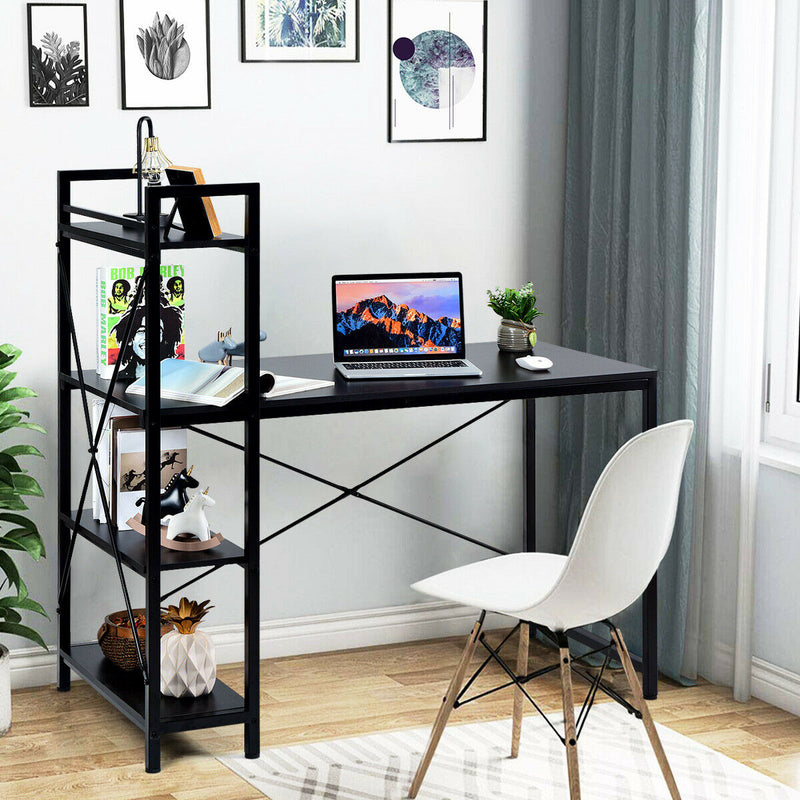 47.5" Writing Study Computer Desk with 4-Tier Shelves