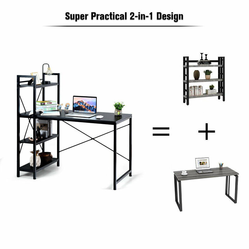 47.5" Writing Study Computer Desk with 4-Tier Shelves