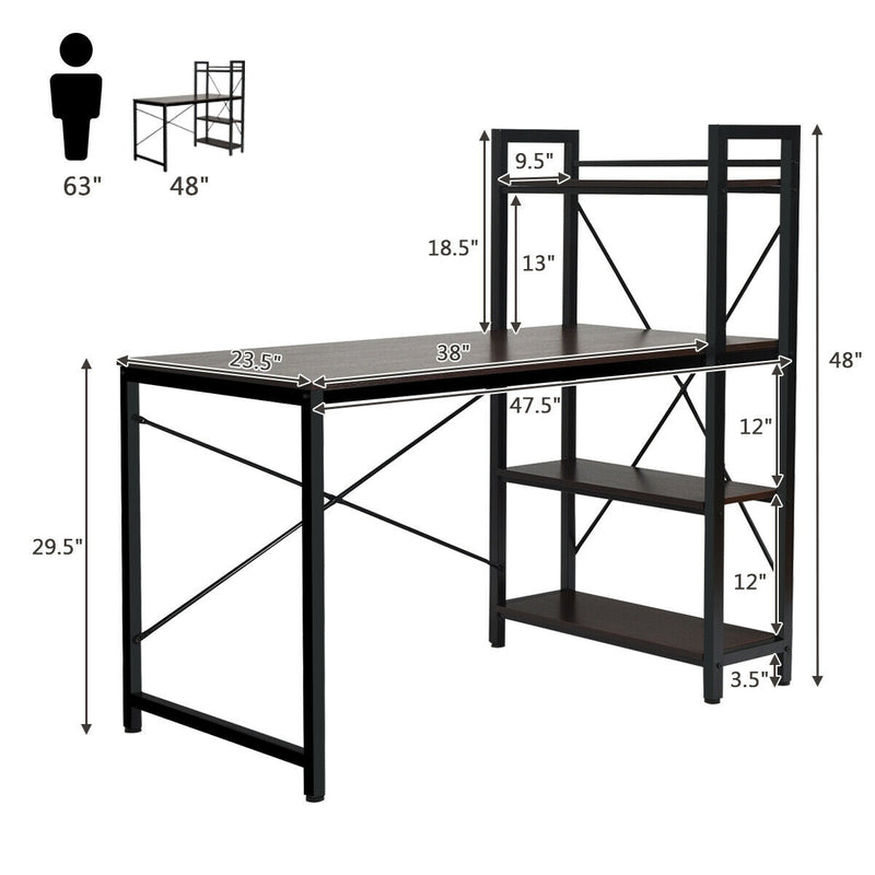 4 Tier Storage Shelves Computer Desk