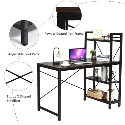 4 Tier Storage Shelves Computer Desk