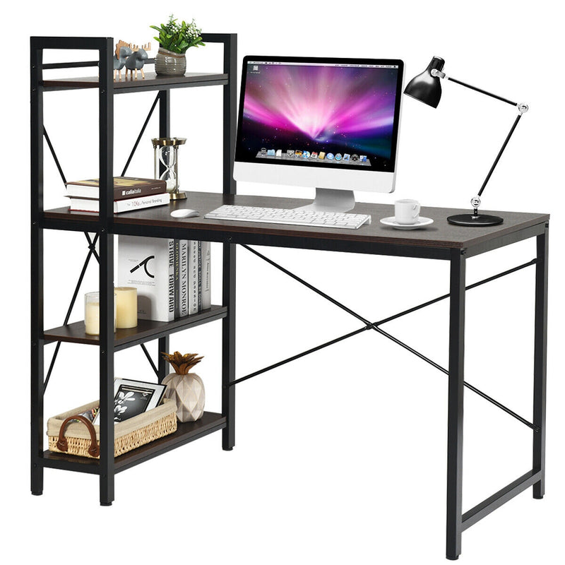 4 Tier Storage Shelves Computer Desk