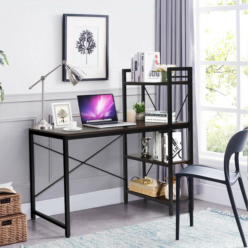 4 Tier Storage Shelves Computer Desk