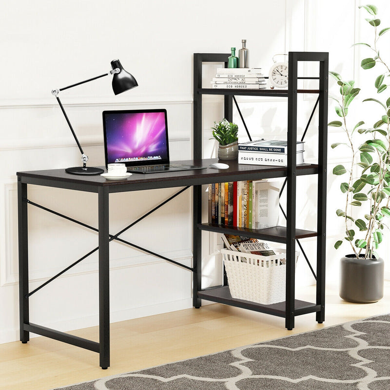 4 Tier Storage Shelves Computer Desk