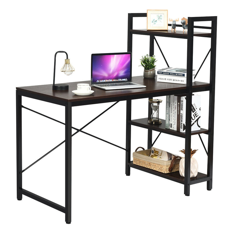 4 Tier Storage Shelves Computer Desk