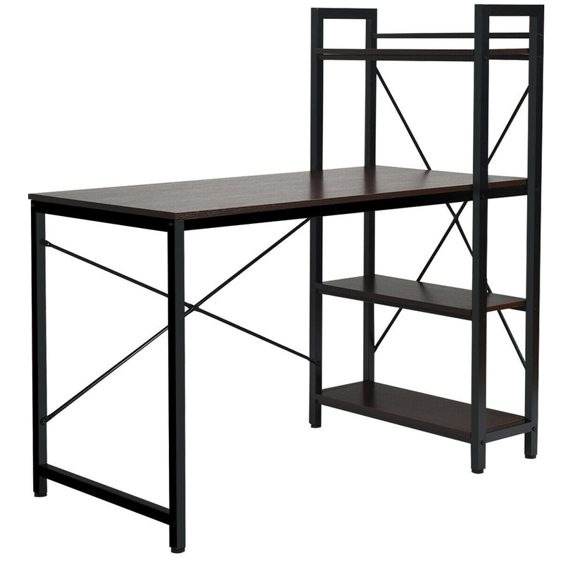 4 Tier Storage Shelves Computer Desk