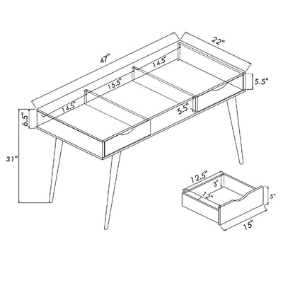 Computer Desk PC Laptop Writing Table with Drawers and Shelf