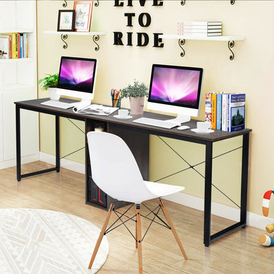 2 Person Computer Desk with Cabinet and X-Shaped Frame