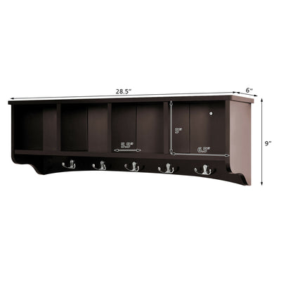 Hanging Buffet Sideboard Wall-Mounted Storage Cabinets With 5 Hooks