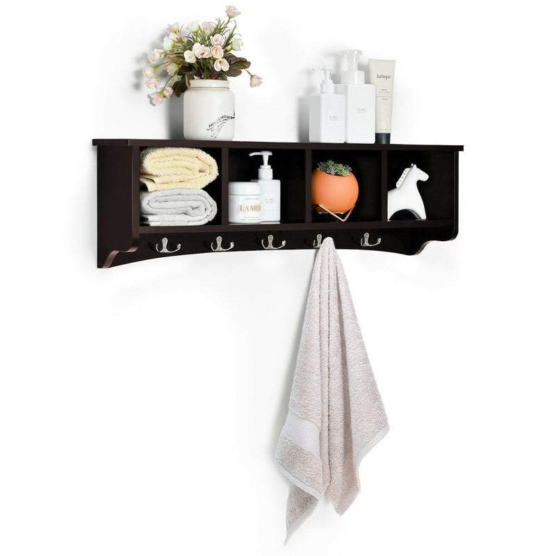 Hanging Buffet Sideboard Wall-Mounted Storage Cabinets With 5 Hooks