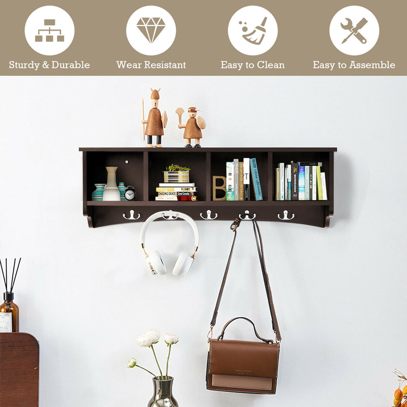 Hanging Buffet Sideboard Wall-Mounted Storage Cabinets With 5 Hooks