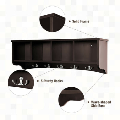 Hanging Buffet Sideboard Wall-Mounted Storage Cabinets With 5 Hooks