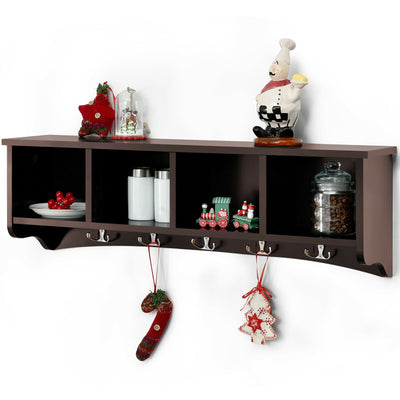 Hanging Buffet Sideboard Wall-Mounted Storage Cabinets With 5 Hooks