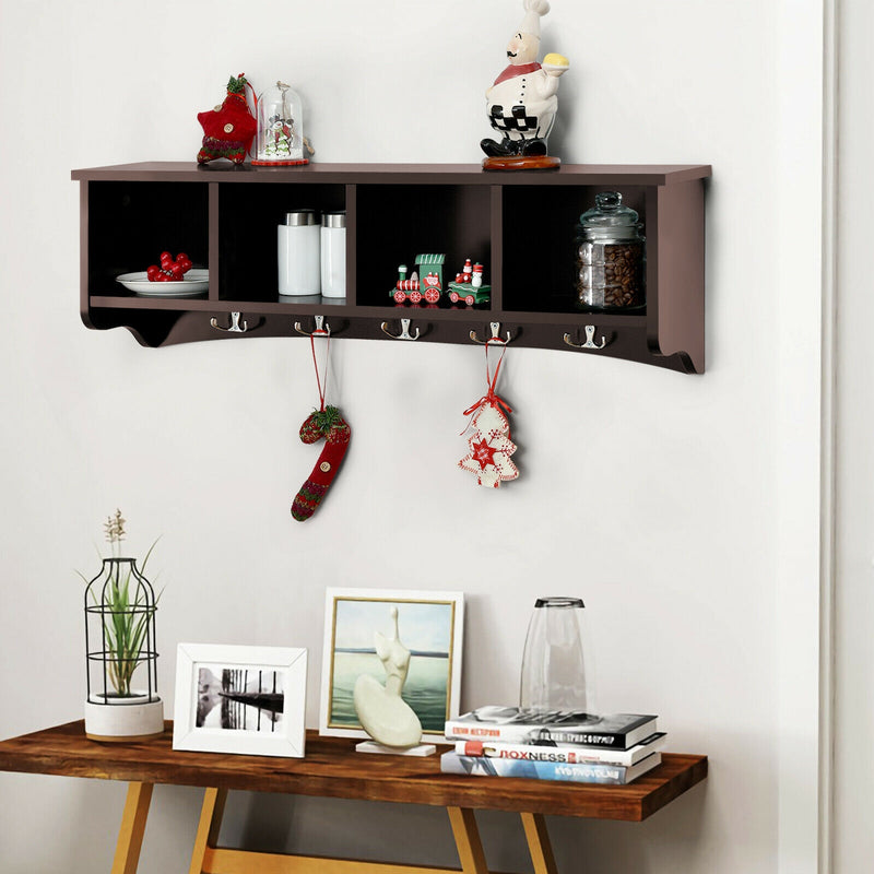 Hanging Buffet Sideboard Wall-Mounted Storage Cabinets With 5 Hooks