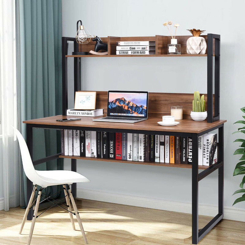 Storage Writing Desk Computer Desk with Hutch & Bookshelf