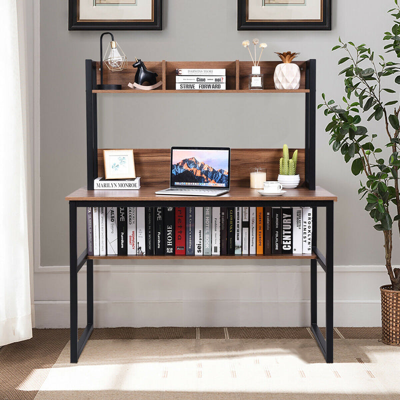 Storage Writing Desk Computer Desk with Hutch & Bookshelf