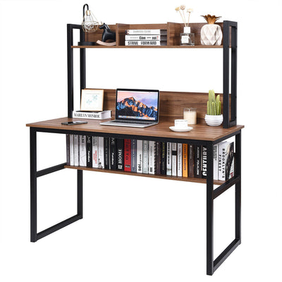 Storage Writing Desk Computer Desk with Hutch & Bookshelf